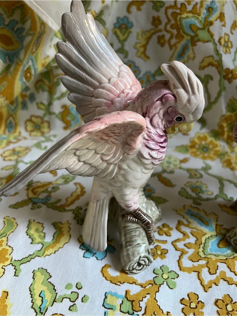 Fitz & Floyd Ceramic Cockatoo Figurine Pair - Decorative Bird Candlestick